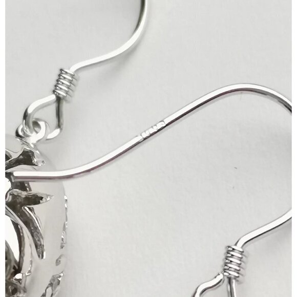 STERLING silver cz damask design dangle drop earrings - Picture 5 of 10